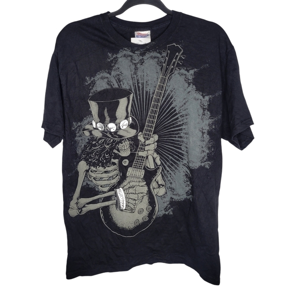 Vintage Y2K Guns N Roses Slash Skull 2008 GnR Graphic T-Shirt in Black Size M